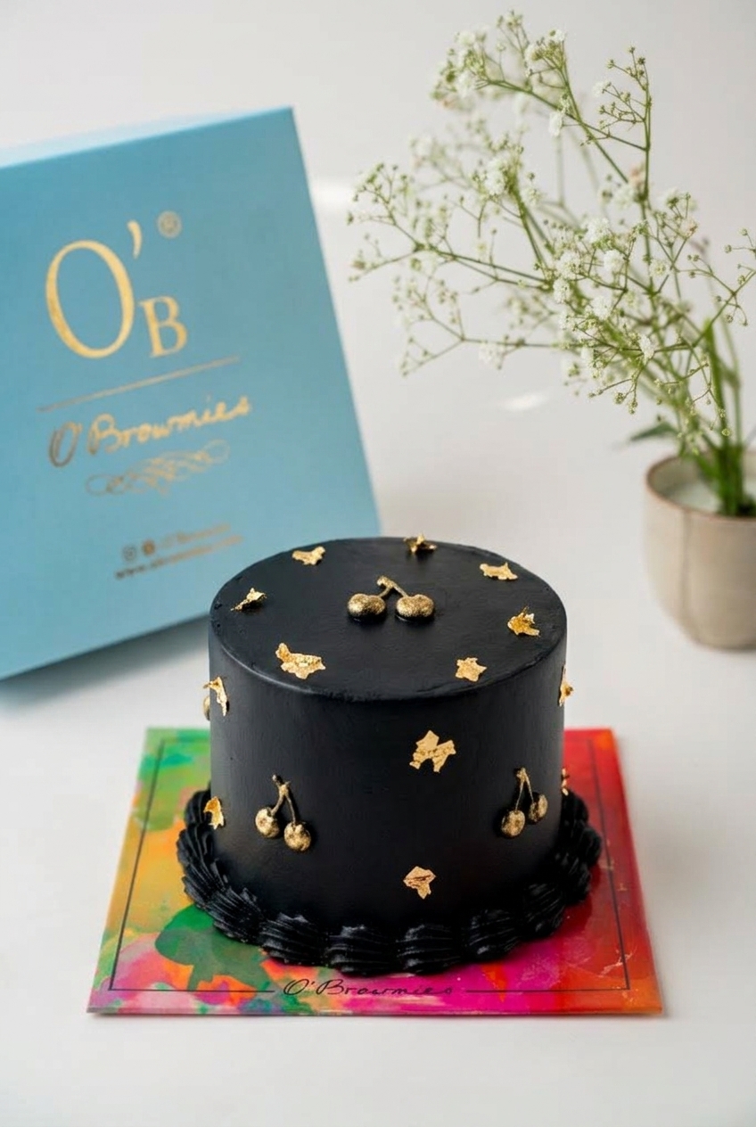 Midnight Gold Heart Bento Cake